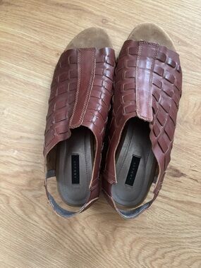 Array Chestnut Woven Leather Gladiator Sandals